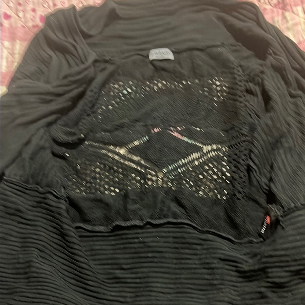 Black Sheer Knit long sleeve woman’s Top